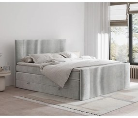 Svetlosivá boxspring posteľ s úložným priestorom 140x200 cm Bergamo – Maison de Rêve
