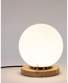 Biela stolová lampa so skleneným tienidlom (výška 22 cm) Malachi – Kave Home