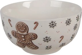 Biela porcelánová miska s perníčkom Gingerbread Magic - Ø 14*7 cm / 500 ml