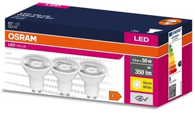 3PAK LED žiarovka GU10 4,5W = 50W 350lm 2700K Warm 60° OSRAM VALUE