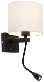 Moderná nástenná lampa čierna s bielym tienidlom - Brescia