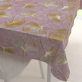 Biante Zamatový obdĺžnikový obrus Tamara TMR-001 Ginkgo lístky na staroružovom 140x180 cm