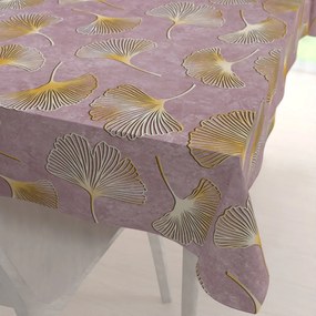 Biante Zamatový obdĺžnikový obrus Tamara TMR-001 Ginkgo lístky na staroružovom 80x120 cm