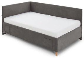 Antracitová rohová detská posteľ s úložným priestorom 90x200 cm Cool – Meise Möbel