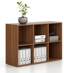 Regál FRAME, nízka, 3 stĺpce, 881 x 1299 x 450 mm, orech