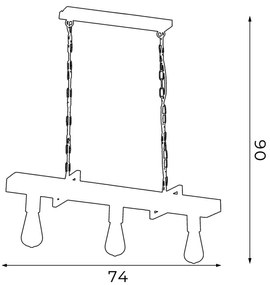 Luster na reťazi HARD 3xE27/60W/230V