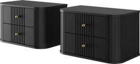 Nočné stolíky na stenu Vespera 56 cm - 2 ks - čierna / zlatá