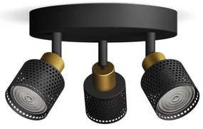Philips - Bodové svietidlo NIALL 3xGU10/5W/230V čierna/mosadz