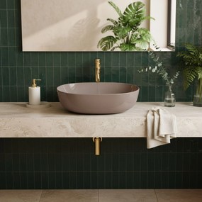 Rea Lisa, umývadlo na dosku 490x350x140 mm, béžová lesklá, REA-U6380