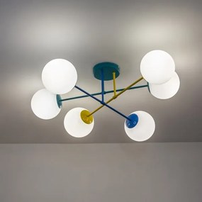 Prisadený luster MOON 6xE27/15W/230V tyrkysová/žltá/modrá