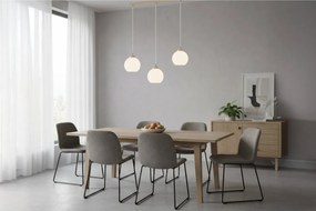 Závesné svietidlo Eliza, 3x biele sklenené tienidlo, g/be