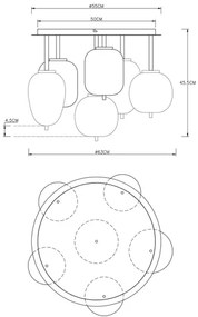 Globo 15345-6DMM - Prisadený luster BLACKY 6xE14/40W/230V mosadz