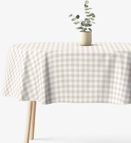 Goldea oválny obrus 100% bavlnené plátno - latte kocky 140 x 240 cm