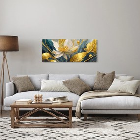 Obraz - Maľba zlatých kvetov (120x50 cm)