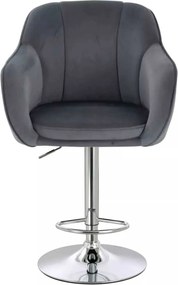 LuxuryForm DESIGN Barová stolička AVOLA VELUR na striebornom tanieri - tmavo šedá