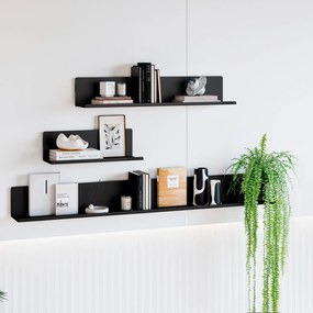 Poličky na stenu JOANNE 700 mm, čierna