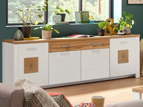 Široká komoda Matera, 220 cm,starý dub/biela