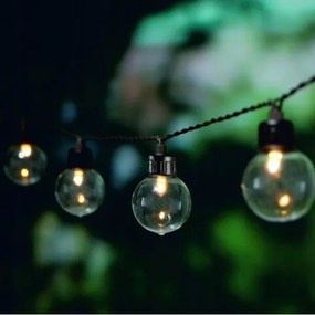 LED solárna dekoratívna svetelná reťaz 30× LED, 8 funkcií, 500 mAh, 10,6 m, IP67, teplá biela