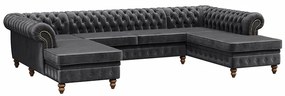 PROXIMA.store - Luxusná sedačka CHESTERFIELD LONG U FARBA NÔH: čierna, DRUH LÁTKY: TORRE - 10, FARBA OZDOBNÝCH ŠPENDLÍKOV: staré zlato