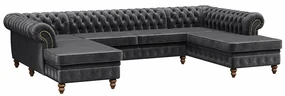 PROXIMA.store - Luxusná sedačka CHESTERFIELD LONG U FARBA NÔH: čierna, DRUH LÁTKY: TORRE - 17, FARBA OZDOBNÝCH ŠPENDLÍKOV: barok
