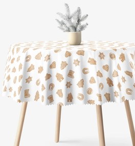 Goldea vianočný okrúhly teflónový obrus - perníčky Ø 100 cm