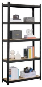 Fistar Regál 1800x750x450 mm, lakovaný 5-policový, nosnosť 875 kg - ČIERNY