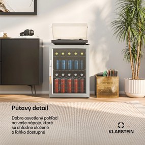 Klarstein Beersafe nápojová chladnička so sklom | 64 x 48 cm | LED vnútorné osvetlenie | Strieborná/čierna
