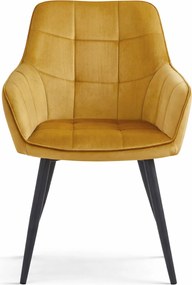 Jedálenské kreslo VARSI VELVET s čiernymi nohami, horčicové