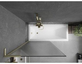 Mexen Next L, 1-krídlová vaňová zástena 90 x 150 cm, 6mm sklo s rebrovým vzorom, zlatý matný profil, 895-090-000-03-09-55