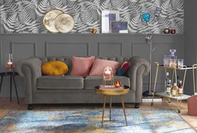 Pohovka Chesterfield, stredně šedá látka