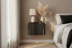 Nočný stolík na stenu Malmi 45 cm - čierny mat / zlatá