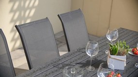 TEXIM Záhradná jedálenská zostava - stôl VIKING XL + 6x stolička RAMADA, hliník + umelé drevo / oceľ + textil