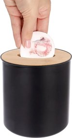 Orion Mini - odpadkový kôš, čierny kozmetický kôš s bambusom, BLACK