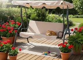 Garden Line ZÁHRADNÁ HOJDAČKA 170 x 110 x 153 CM TMAVOBÉŽOVÁ BEZ OPIERKY NA NOHY. S DRŽIAKMI NA POHÁRE