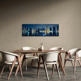 Obraz nočného mesta (s hodinami) (90x30 cm)