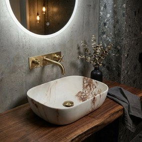 Rea Belinda, umývadlo na dosku 465x330x135 mm, imitácia kameňa-Marrone Matt, REA-U3600