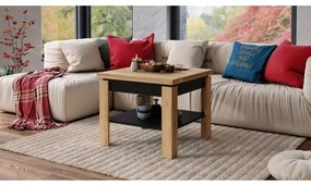 Rozkladací konferenčný/jedálenský stôl s odkladacou poličkou LIA dub craft/čierna