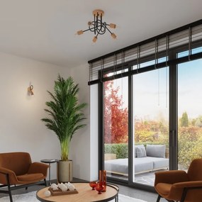 Sollux SL.1476 - Nástenná lampa EMBER 1xE27/15W/230V čierna/béžová/buk