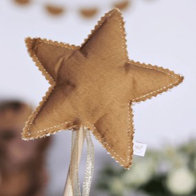 Ľanová kúzelná palička karamelová so zlatom