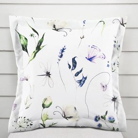 Biante Bavlnená obliečka na vankúš s lemom Sandra SA-391 Lúčne kvietky s motýlikmi 40 x 40 cm