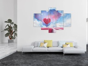 Obraz - Ružový strom srdca (150x105 cm)
