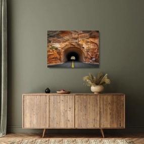 Sklenený obraz - tunel v skale (70x50 cm)