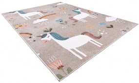 Dywany Łuszczów, Detský kusový koberec Fun Unicorn with rainbow beige, 240x330, béžová, detská izba