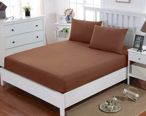 Napínacia plachta JERSEY PLUS Hnedá Bavlnená Rozmer: 180 x 200 cm