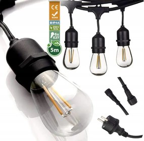 ecoPLANET Záhradná girlanda 5m + 6x 1W LED žiarovka