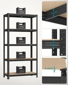 Oceľový regálový systém 2 ks, 180x90x40 cm, čierny