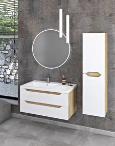 Sapho Sapho, WAVE dvojumývadlová skrinka 149,7x50x47,8cm, biela/dub cuneo, WA150-3025