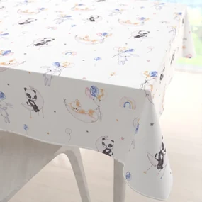 Biante Detský bavlnený štvorcový obrus Sandra SA-374 Pandy líšky a zajačiky s balónikmi 100x100 cm