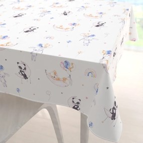 Biante Detský bavlnený štvorcový obrus Sandra SA-374 Pandy líšky a zajačiky s balónikmi 90x90 cm