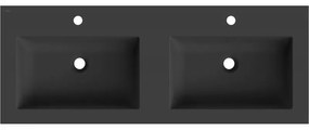 Mexen Otis, dvojité umývadlo zapustené do dosky 121 × 46,5 cm, čierna matná, 25181271D